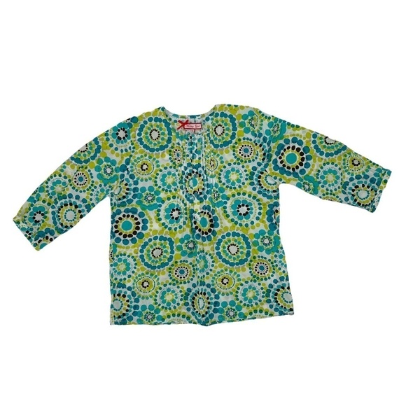 Melange Girl Green Blue Floral Print 3/4 Sleeve Blouse Size 16 Big Girl’s - Picture 1 of 6